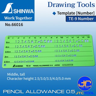 Shinwa แผ่นเขียนแบบตัวเลข/ตัวอักษร - Template [Number/Alphabet] No.66016