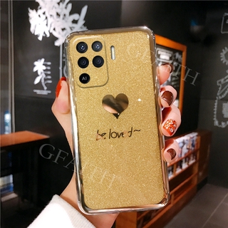 เคสโทรศัพท์ OPPO Find X3 Pro A94 2021 New Case Back Cover Phone Casing Fashion Couple Bling Gold Glitter Be Loved เคส OPPO FINDX3PRO