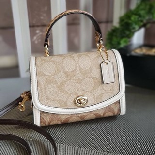 👑ผ่อน0%~แท้100%👑 3079 COACH MICRO TILLY TOP HANDLE IN BLOCKED SIGNATURE