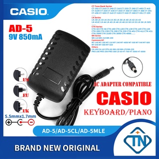 อะแดปเตอร์พาวเวอร์ซัพพลาย 9V 850mA AD-5CL AD-5MLE สําหรับคีย์บอร์ดเปียโนไฟฟ้า Casio LK-30 LK-35 LK-36 LK-38 LK-48 LK-50