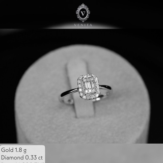 Venita Diamonds แหวนเพชรแท้ ทรง Emerald cut แบบสั้น ตัวเรือนทองคำ 18 K