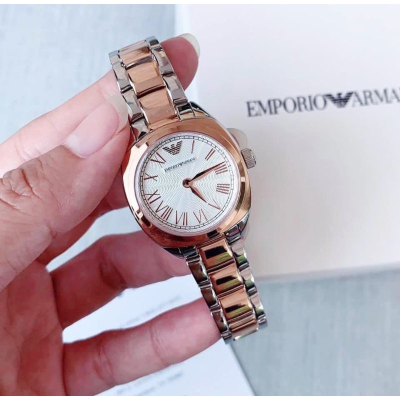 🎀 (สด-ผ่อน) นาฬิกา EMPORIO ARMANI AR1952 ทูโทนเงินโรส 28 มม. Emporio Armani Women's Two-Tone Stainless Steel Watch