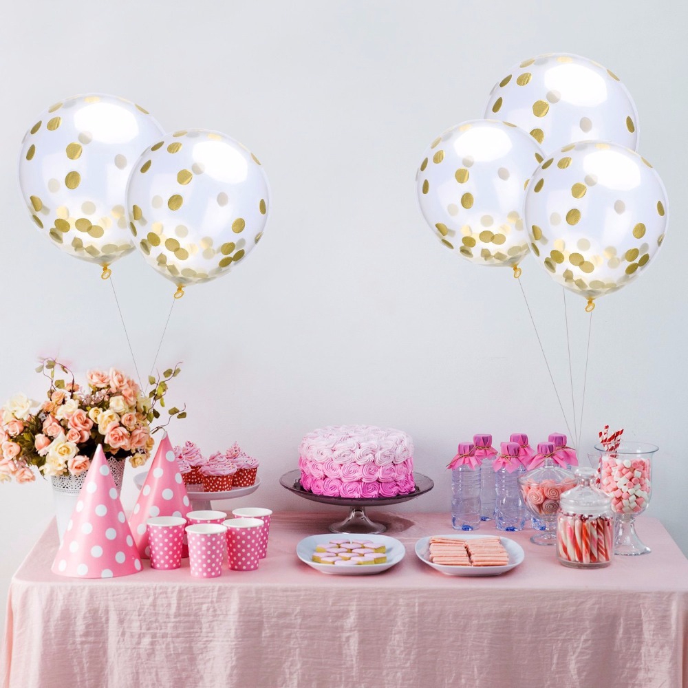 5x 12 Confetti Balloons Clear Latex Balloon for Wedding Party ...