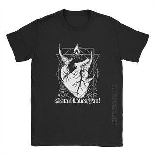 มาใหม่ เสื้อยืด ผ้าฝ้าย พิมพ์ลาย Baphoheart Satan Loves You Satanic Dark Devil Hell Demon Skull สําหรับผู้ชายS-5XL