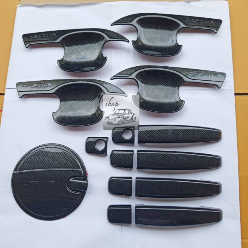 ชุดเบ้า มือจับ ฝาถัง Chevrolet Captiva ลายคาร์บอนเคฟล่า ใส่ปี 2005-2018