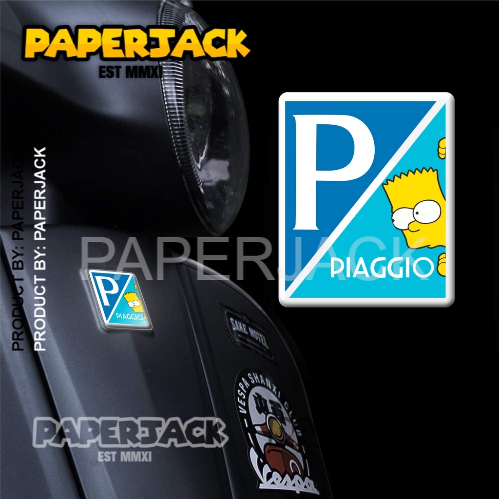 สติกเกอร์นูนสติกเกอร์สติกเกอร์รถจักรยานยนต์ EMBLEM Tie VESPA SPRINT PRIMAVERA LX BART SIMPSON สีฟ้ารุ่นสติกเกอร์นูน Flex สติกเกอร์รถจักรยานยนต์อุปกรณ์เสริม VESPA