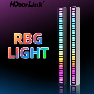 Hdoolink แถบไฟ LED RGB กระตุ้นจังหวะเพลง 32 บิต สีสันสดใส