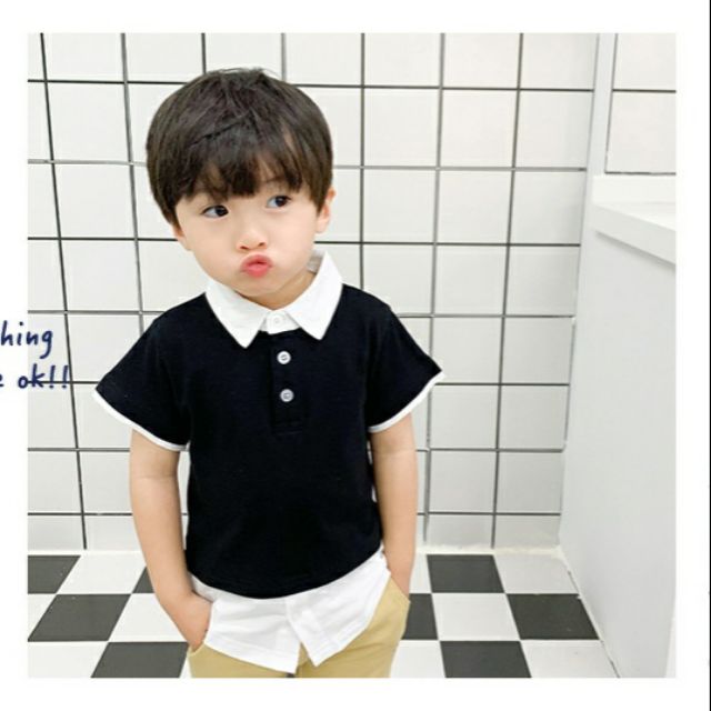เสื้อยืดเด็กแขนสั้นโปโลผ้านิ่ม