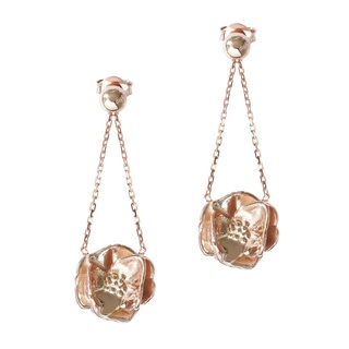 A.CEMI Peony Triangle Earring ต่างหูเงินแท้ ชุบทอง 18K โรสโกลว์