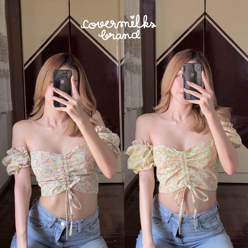 Covermilks ปาดไหล่รูดหน้า ลายดอกสุดคิ้วท์ Bn
