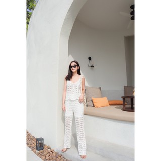 Crochet Set ชุดเช็ทโคเชย์ เสื้อแขนกุด กางเกงขายาว freesize sundayvibes.bkk