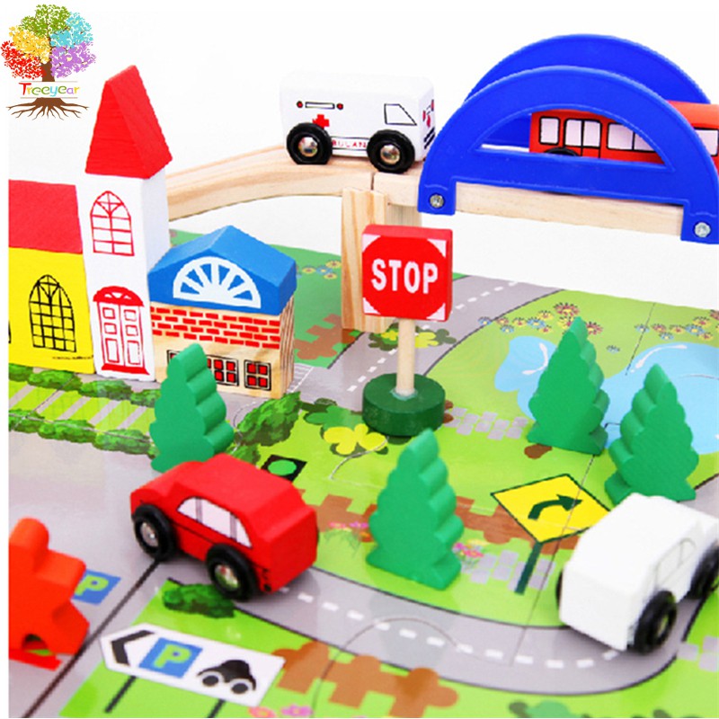 Wooden Train Tracks Set for Kids Toddler Boys and Girls 3 4 5 Years Old