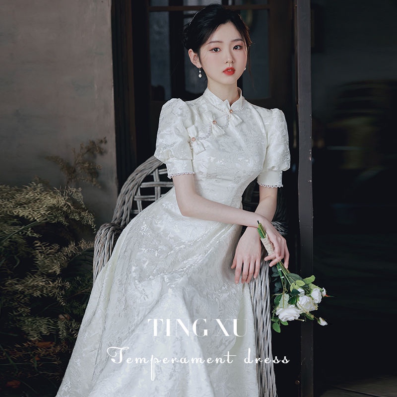 เทรนด์แฟชั่น cheongsam ลูกไม้อารมณ์สลิมเดรสสลิม