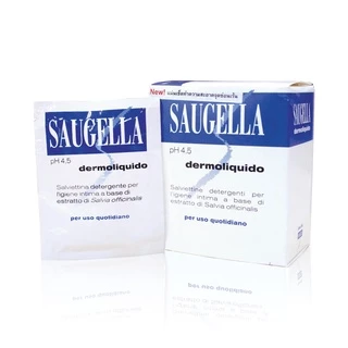 Saugella Attiva / Dermoliquido ผ้าเปียกอนามัย ทำความสะอาด ชนิดพกพา กล่อง 10 แผ่น