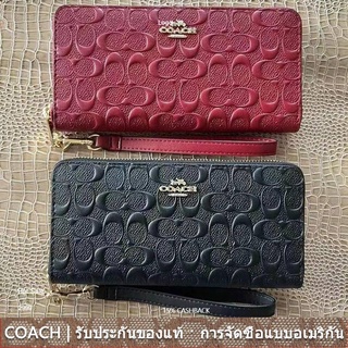 us นำเข้า⭐️ COACH C Letter Texture Leather Clutch Bag ผู้หญิง  Mobile Phone Bag กระเป๋าสตางค์ for ผู้หญิง