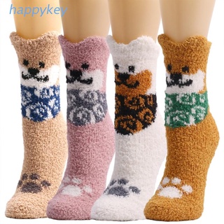 HAP  Women Winter Novelty Fuzzy Slipper Socks Funny Cartoon Dog Cat Pattern Kawaii Ticken Fluffy Warm Plush Floor Sleeping Hosiery Christmas Gifts