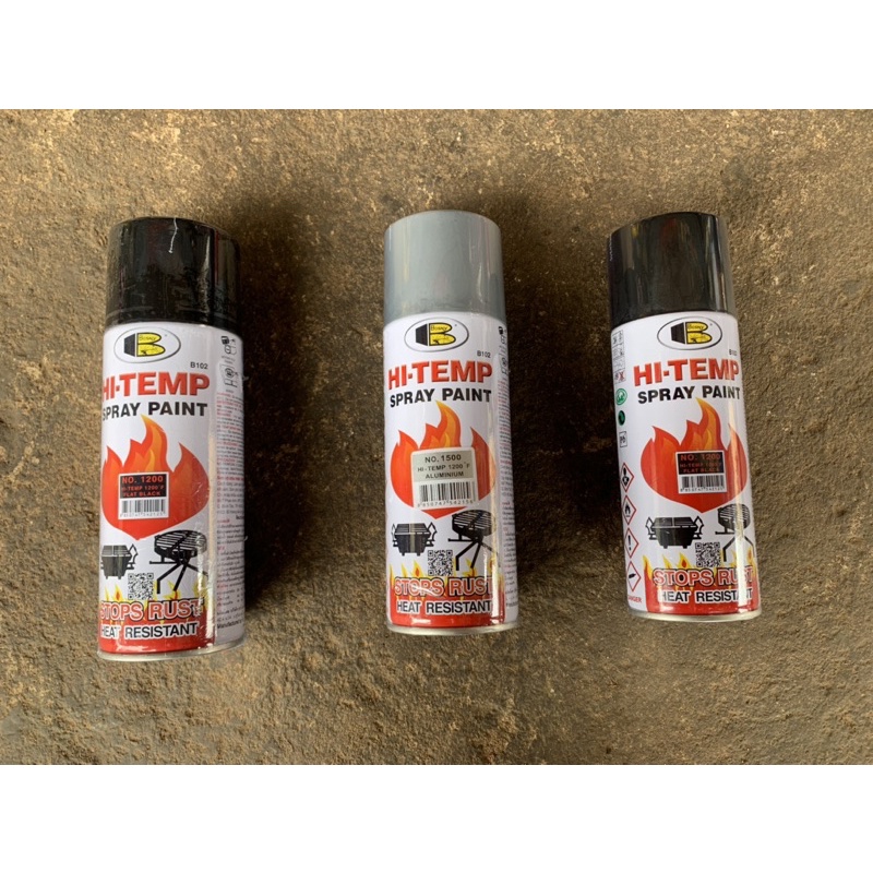 Bosny สีสเปรย์ทนความร้อน 1200°F (650°C) บอสนี่ สีทนความร้อนสูง สีพ่นท่อไอเสีย สีทาหม้อน้ำ สเปรย์ทนความร้อน