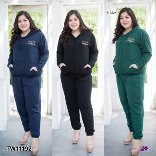 Set 2 ชิ้น #BigSize เสื้อฮู้ดแขนยาว หน้าอก