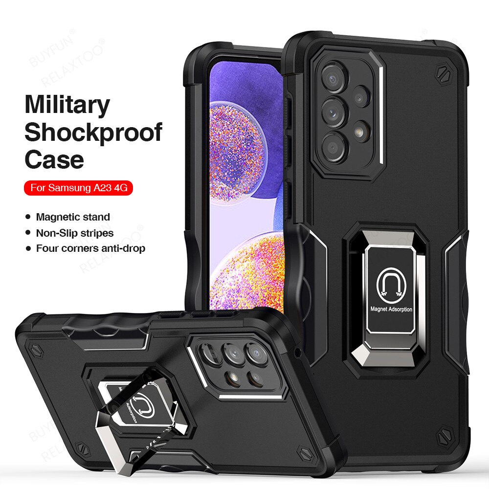 Car Magnetic Holder Armor Case For Sumsung Galaxy A53 5G A73 A33 A23 4G A13  Shockproof Hard Ring St