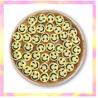 ลูกปัดหน้ายิ้มแบน พลาสติกสีเหลือง ขนาด9มิล 20ชิ้น 20 บาท