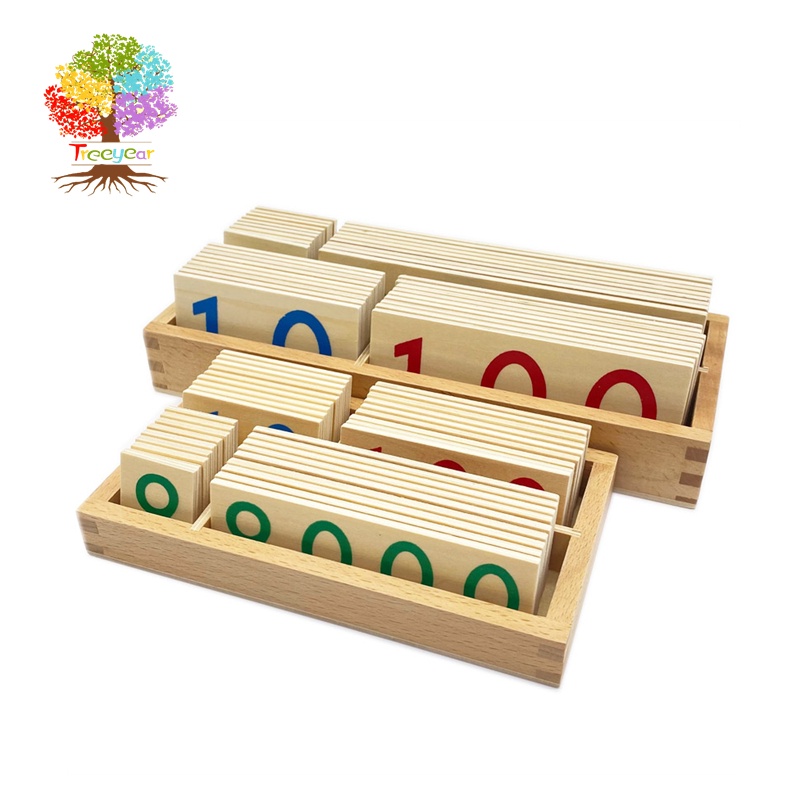 Montessori อุปกรณ์การเรียน 1-9000 ดิจิตอลการ์ดขนาดเล็กรุ่นครอบครัวมอนเตสซอรี่เด็กอนุบาลคณิตศาสตร์