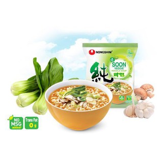 (แพ็ค 5 ซอง) Nongshim บะหมี่เกาหลี ซุน เวจจี้ ราเมียน Soon Veggie Ramyun 112g. สำหรับสายมัง(สวิรัติ) รสหวานจากผัก