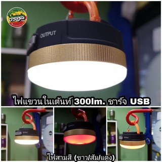 ไฟแขวนในเต็นท์ 300lm. ให้แสงสามสี ชาร์จ USB ใช้นานต่อเนื่อง 6 ชั่วโมง (TJT)