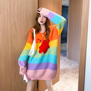 EVERY🌷เสื้อไหมพรมแขนยาวสีคัลเลอร์ฟูล Oversize สดใสมาก