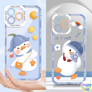 เคสมือถือ แบบนิ่ม ลายเป็ด ป้องกันเลนส์ สําหรับ VIVO V23E V23 V21E V21 4G 5G V20 V15 S1 Z1 X50 X60 Pro V9 Youth Y33S Y21S Y21 Y52 Y72 5G Y53S Y51 Y51A Y31 2021