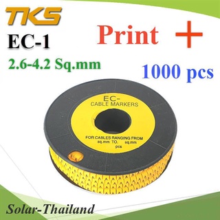 เคเบิ้ล มาร์คเกอร์ EC1 สีเหลือง สายไฟ 2.6-4.2 Sq.mm. 1000 ชิ้น (พิมพ์เครื่องหมาย บวก ) รุ่น EC1-9Plus