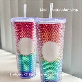 แก้วสตาร์บัคส์ Starbucks Rainbow Bling Cold cup 24 OZ