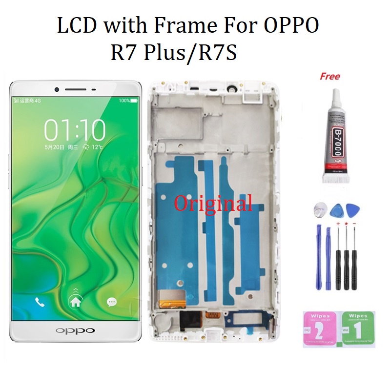 LCD กรอบสําหรับ OPPO R7S R9 Plus จอแสดงผล LCD กรอบ Bezel หน้าจอสัมผัสอะไหล่