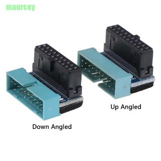 ma 1 ชิ้น 20 pin usb 3 . 0 male to female อะแดปเตอร์ขยายสายเคเบิ้ลมุม 90 องศา