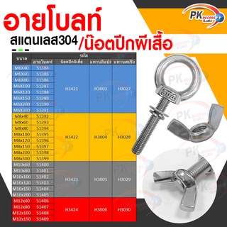 อายโบลท์ สแตนเลส/น็อตปีกผีเสื้อ M12x40-M12x150