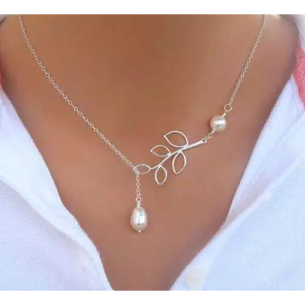 Wsw นําเข้าสร้อยคอผู้หญิง PEARL LEAF