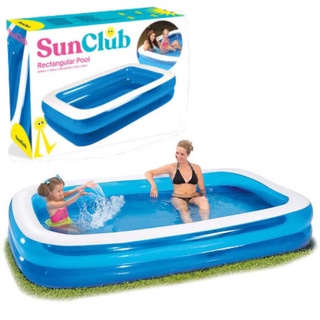 สระน้ำเป่าลม สระว่ายน้ำเป่าลม Sun Club Blue Rectangular Family Pool สระว่ายน้ำเด็ก