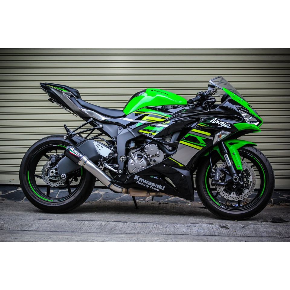 ท่อ Burnout ท่อ Ninja ZX6R ท่อไทเทเนียม กระบอกคาร์บอน 4 นิ้ว ปลาย CNC สลิปออนเส้นผ่านศูนย์กลาง 3 นิ้