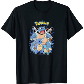 เสื้อยืด พิมพ์ลายโปเกม่อน Squirtle Evolution สําหรับผู้ใหญ่