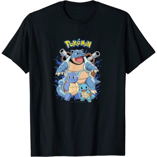 เสื้อยืดโอเวอร์ไซส์เสื้อยืด พิมพ์ลายโปเกม่อน Squirtle Evolution สําหรับผู้ใหญ่S-3XL