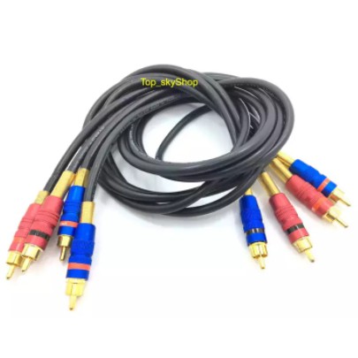 สายสัญญาณเสียง ปลั๊กแจ็ค RCA Male Toปลั๊กแจ็ค RCA Male (ผู้-ผู้) Mic Cable ยาว 1เมตร (แพ็ค4เส้น)