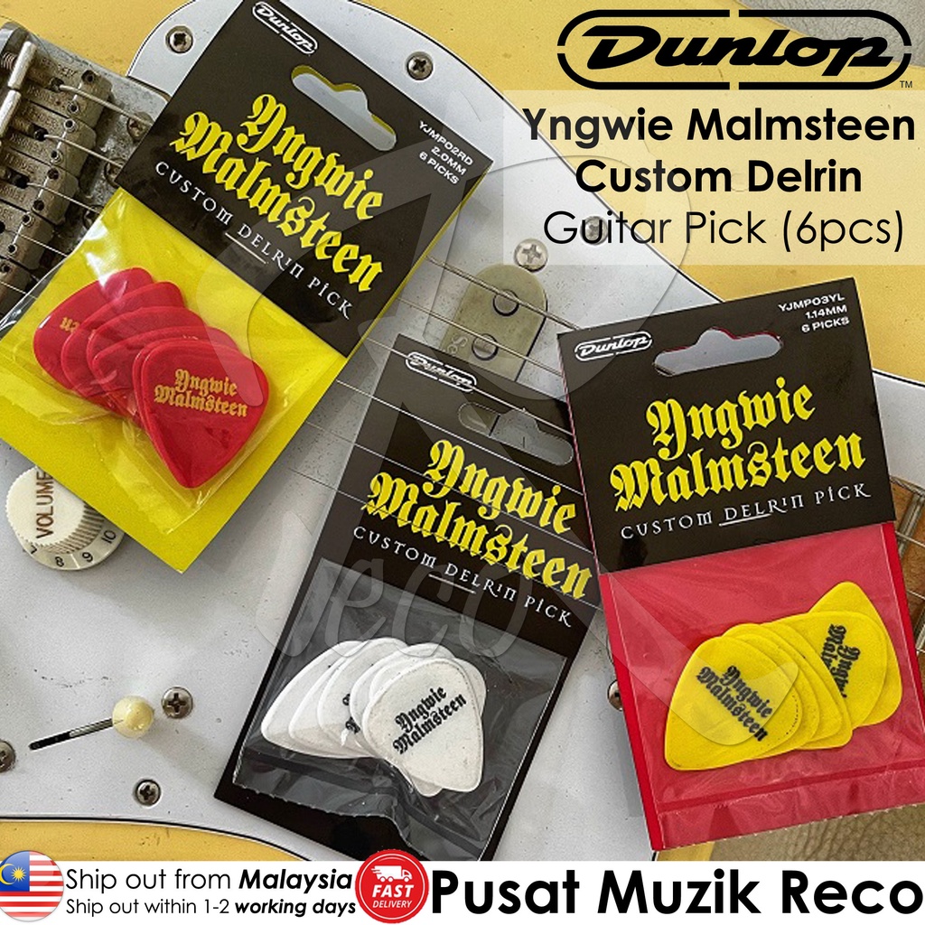 Dunlop YJMP01WH YJMP02RD YJMP03YL YNGWIE Malmsteen Custom Delrin YJM กีตาร์ Pick Pack 6pcs fematicet
