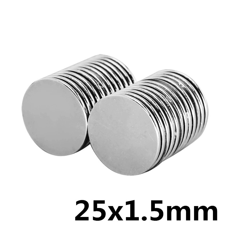 5ชิ้น แม่เหล็ก 25x1.5มิล Magnet Neodymium 25*1.5mm แม่เหล็กแรงสูง กลมแบน ขนาด 25x1.5mm แม่เหล็กนีโอไ