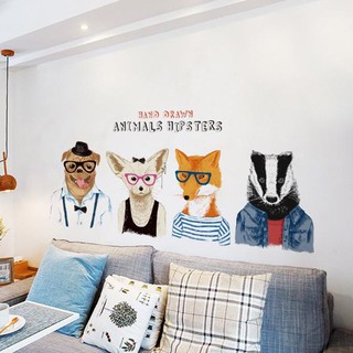 Wall Sticker สติกเกอร์ติดผนัง Animals Hipsters