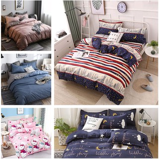 4pcs Fitted Sheets ผ้าปูที่นอน Queen size/king size/super SINGLE size/single size/quilt COVER Fitted Sheet pillow Case 