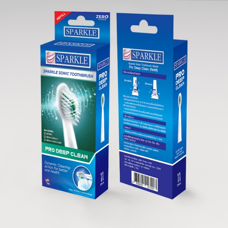 SPARKLE Sonic หัวแปรงรีฟิล สปาร์คเคิล โซนิค โปร ดีฟคลีน รุ่น Pro Deep Clean Refill SK0374 (2 ชิ้น/กล
