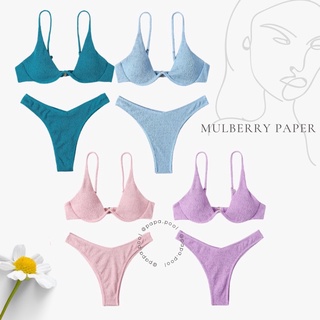 (พร้อมส่งสี Teal blue ไซส์ S) 🫐 Mulberry Paper bikini มี10สี