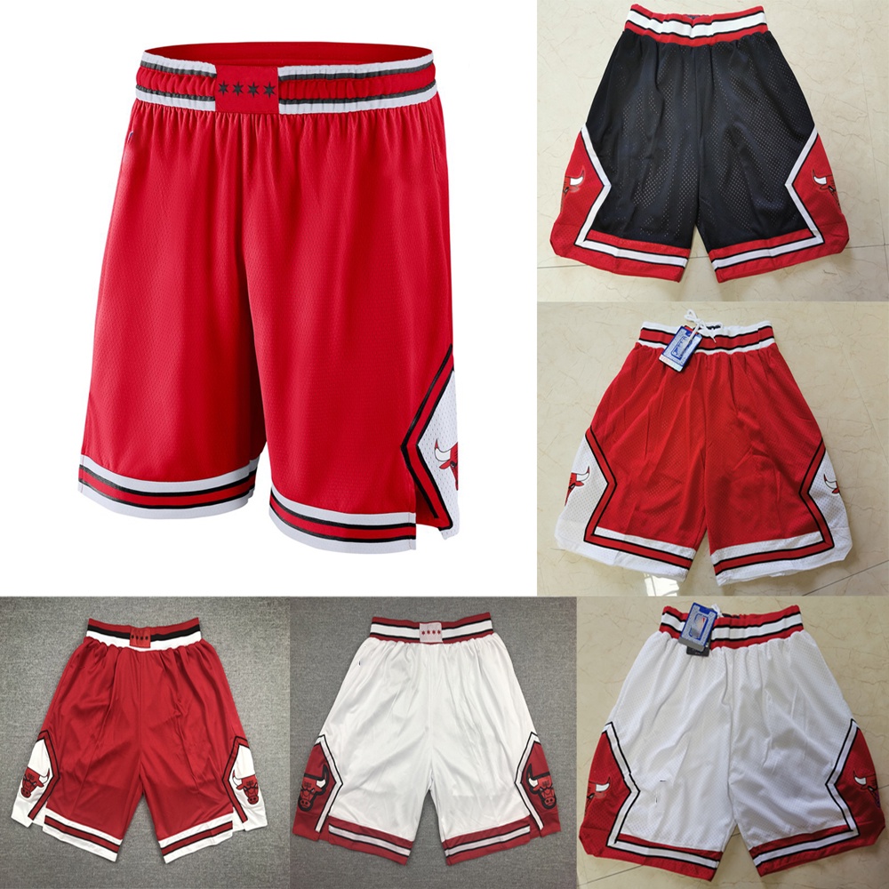 กางเกงขาสั้น บาสเก็ตบอล ปักลาย Chicago Bulls สไตล์เรโทร