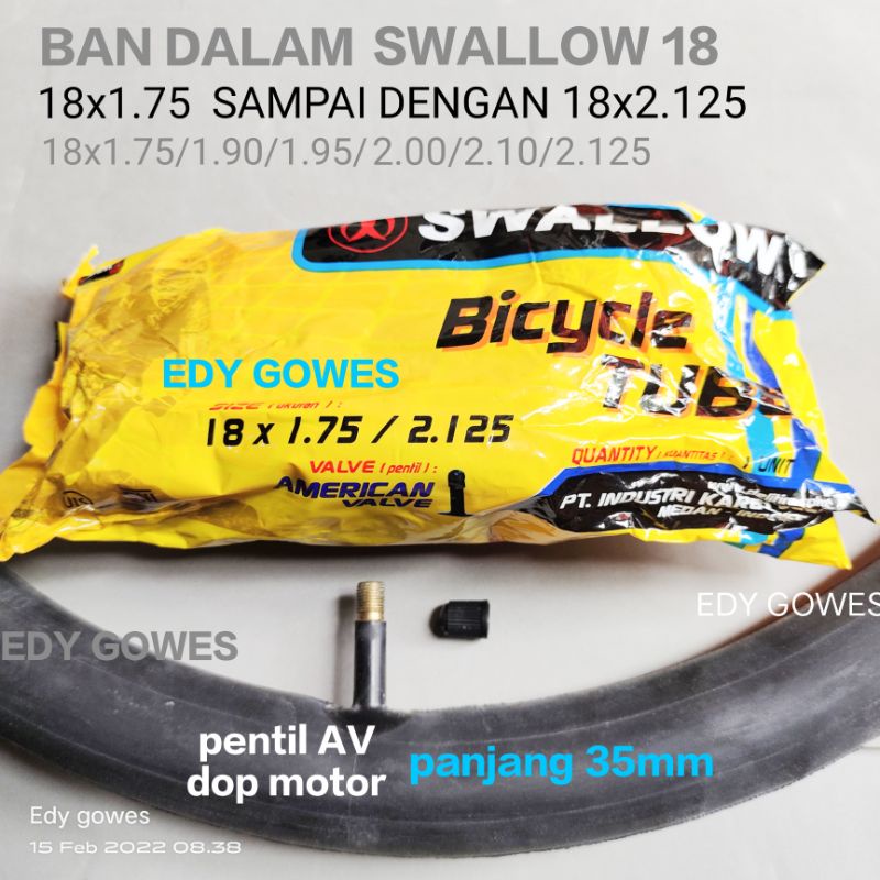 ยางในกลืน 18x1.75/2.125 AV วาล์วกลืนยางใน 18x1.75-2.125