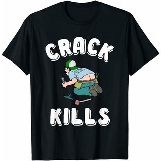 เสื้อยืดราคาถูกสุดๆเสื้อยืด ผ้าฝ้าย พิมพ์ลาย Crack Kills สําหรับผู้ชายขนาดเต็มS-5XL