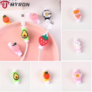 Myron ซิลิโคนป้องกันสายชาร์จ Usb ลายการ์ตูน